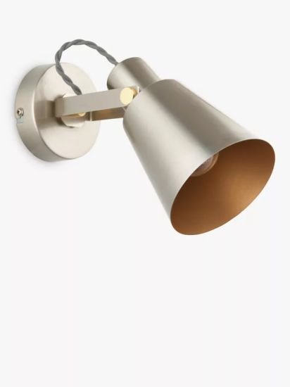 Single Wall Spotlight, Satin Steel/Gold